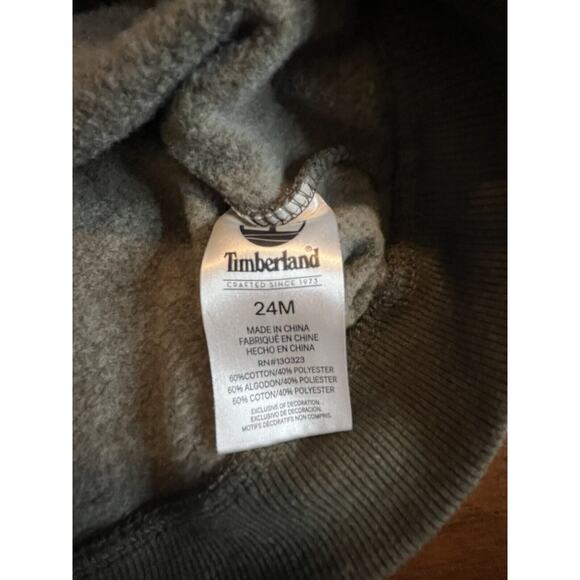 Timberland Hoodie Sz 24 mo Gray Pullover Spell-out Across Chest - Picture 3 of 4